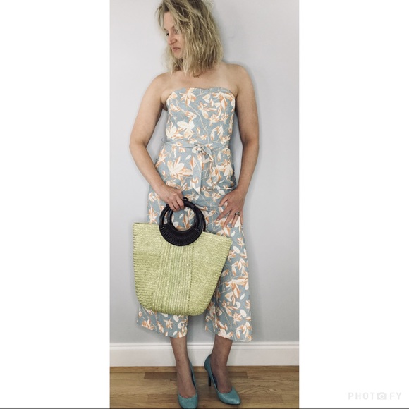 H&M wide leg cropped strapless floral jumpsuit - Picture 2 of 15